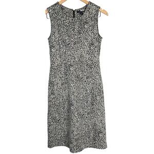 Lands End Sleeveless Ponte Pencil Dress Black White Patterned Career‎ Casual 2